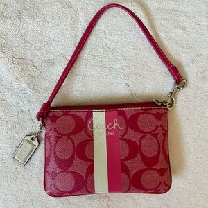 Coach Fuchsia and Cream Signature Wristlet